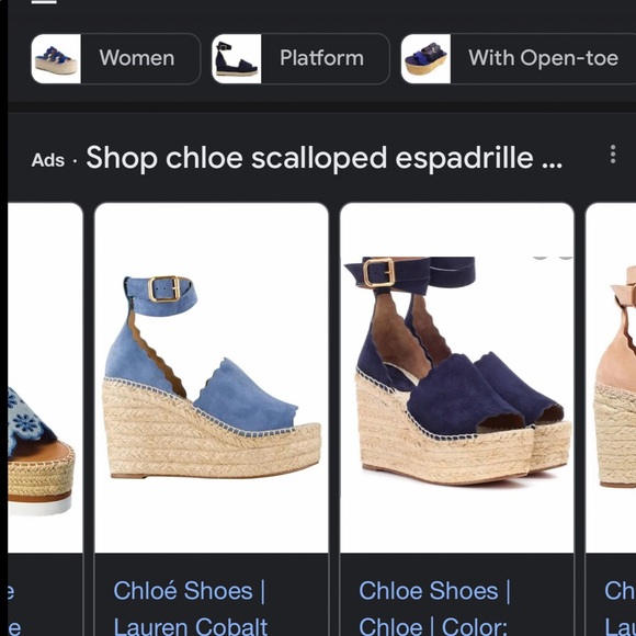 Chloe lauren scalloped blue espadrille wedges 37 - Picture 4 of 5